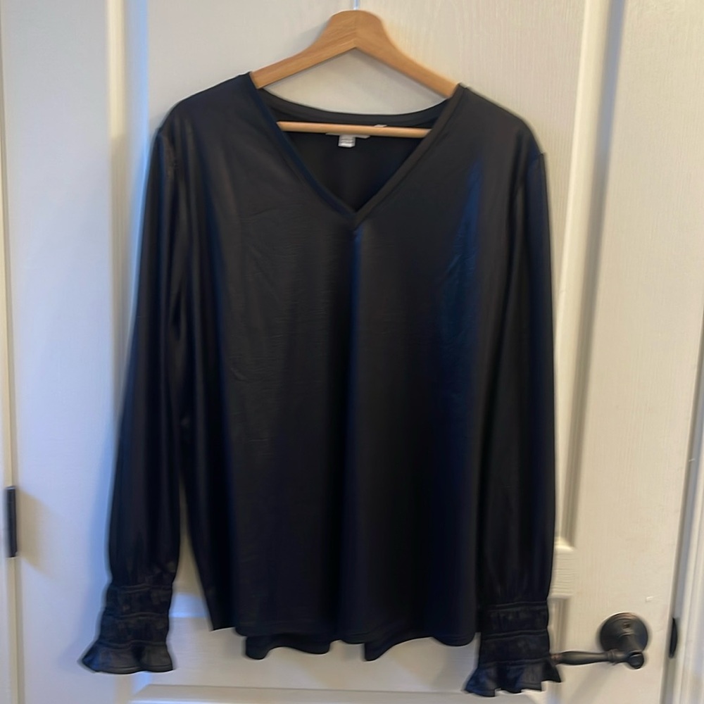 Chicos black leather look blouse